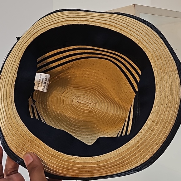 Summer Fedora Hat 100% paper straw Unisex black detail British Style Handmade - Picture 16 of 17